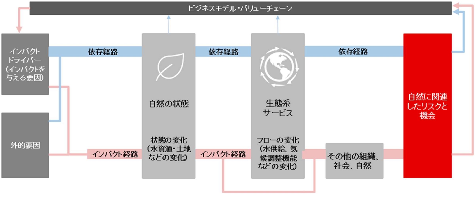 依存・インパクト・リスク・機会の関係図