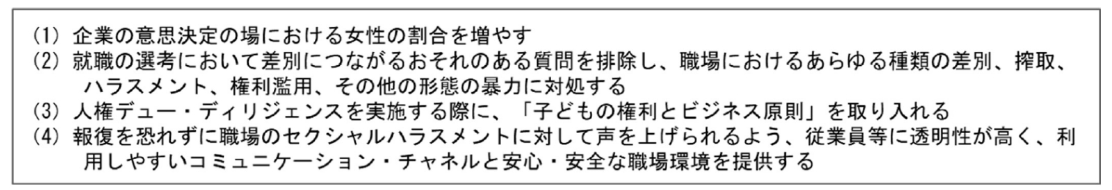 日本企業への勧告内容（一部）